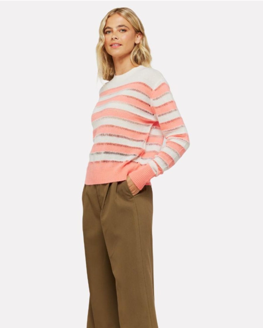 Hot Brodie Beach Stripe Crew Neon Coral