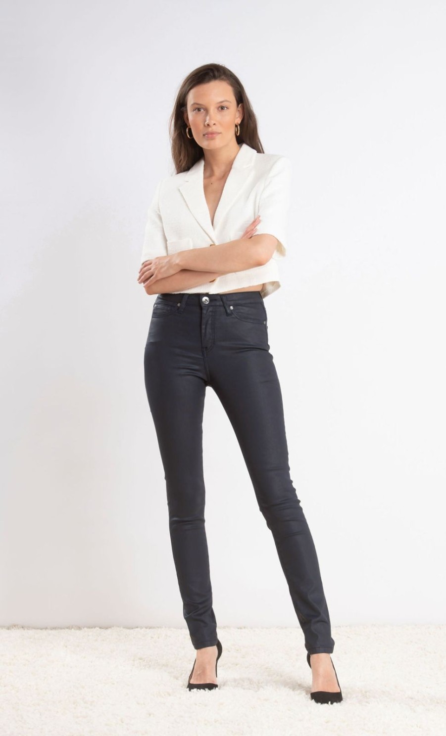 Online Denim Studio Claire Wax Sateen Navy