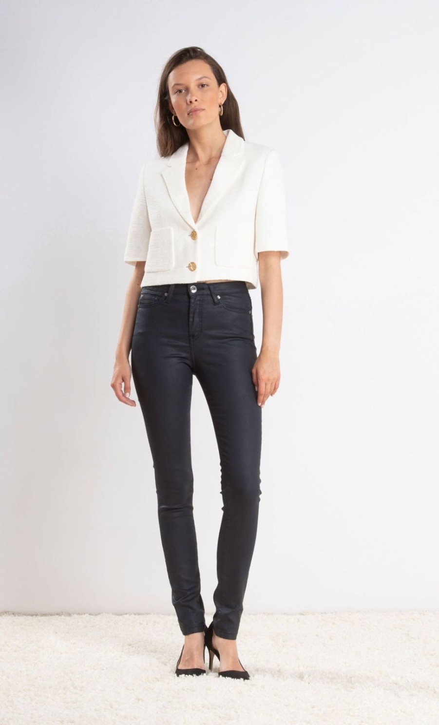 Online Denim Studio Claire Wax Sateen Navy