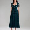 New self-portrait Teal Lace Bodice Midi Dress