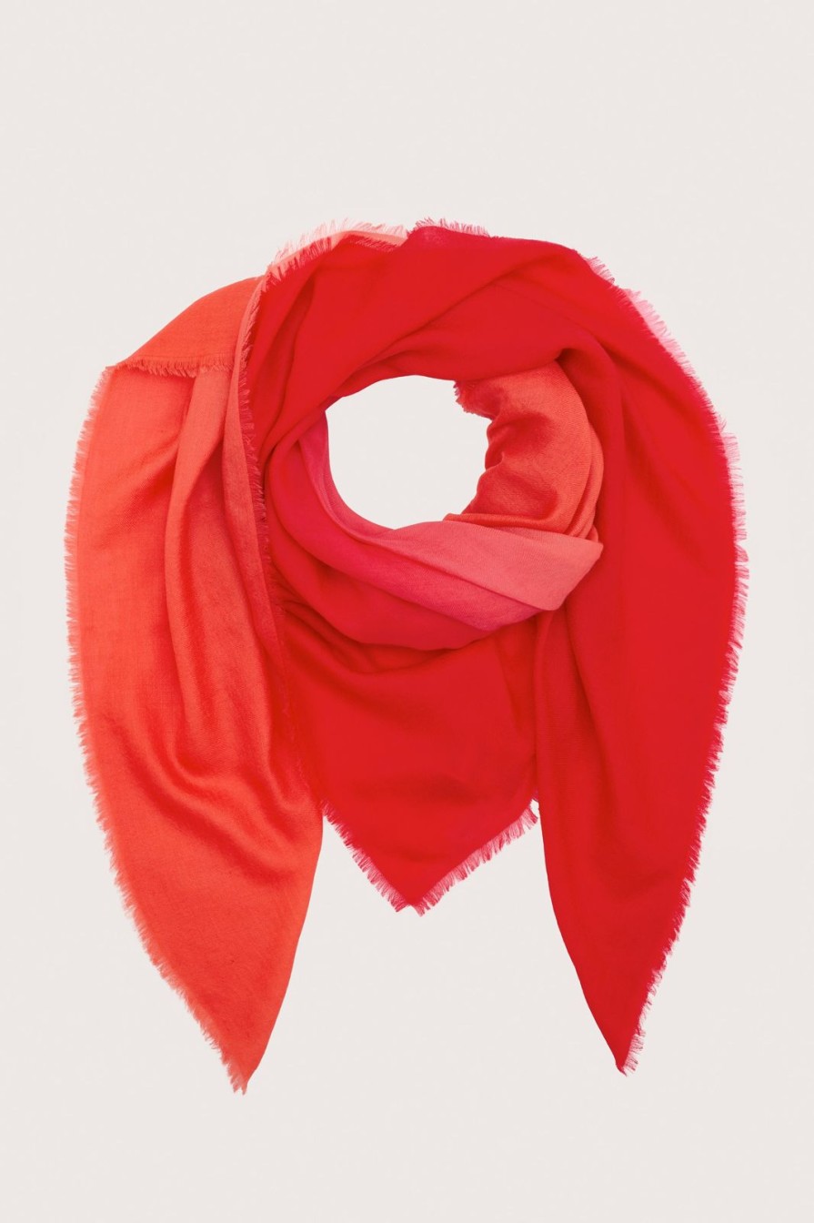 Hot Not Shy Cashmere Twill Scarf Tangerine/Poppy