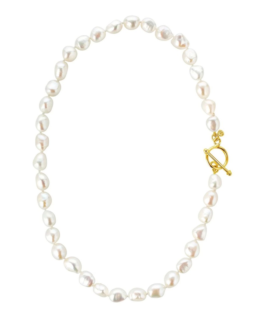 Clearance Claudia Bradby Baroque Hand Knotted Pearl Necklace Gold