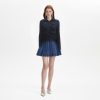 Online self-portrait Navy Knit Collar Cardigan