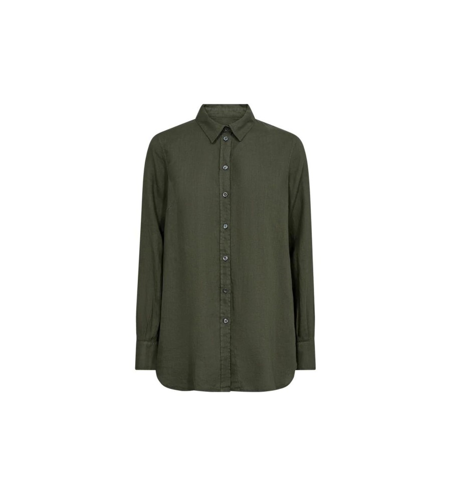 Online Mos Mosh Mmkarli Linen Shirt Dusty Olive