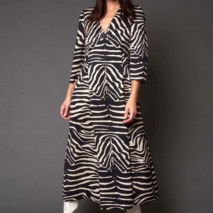 Hot Idano Helmine Dress Ecru Zebra