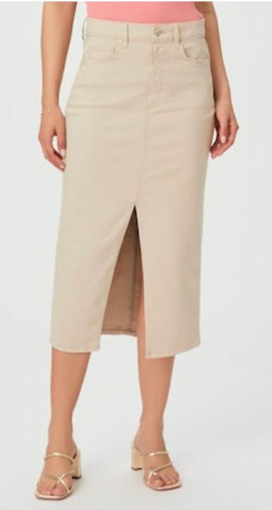 New Paige Angela Midi Skirt Soft Beige