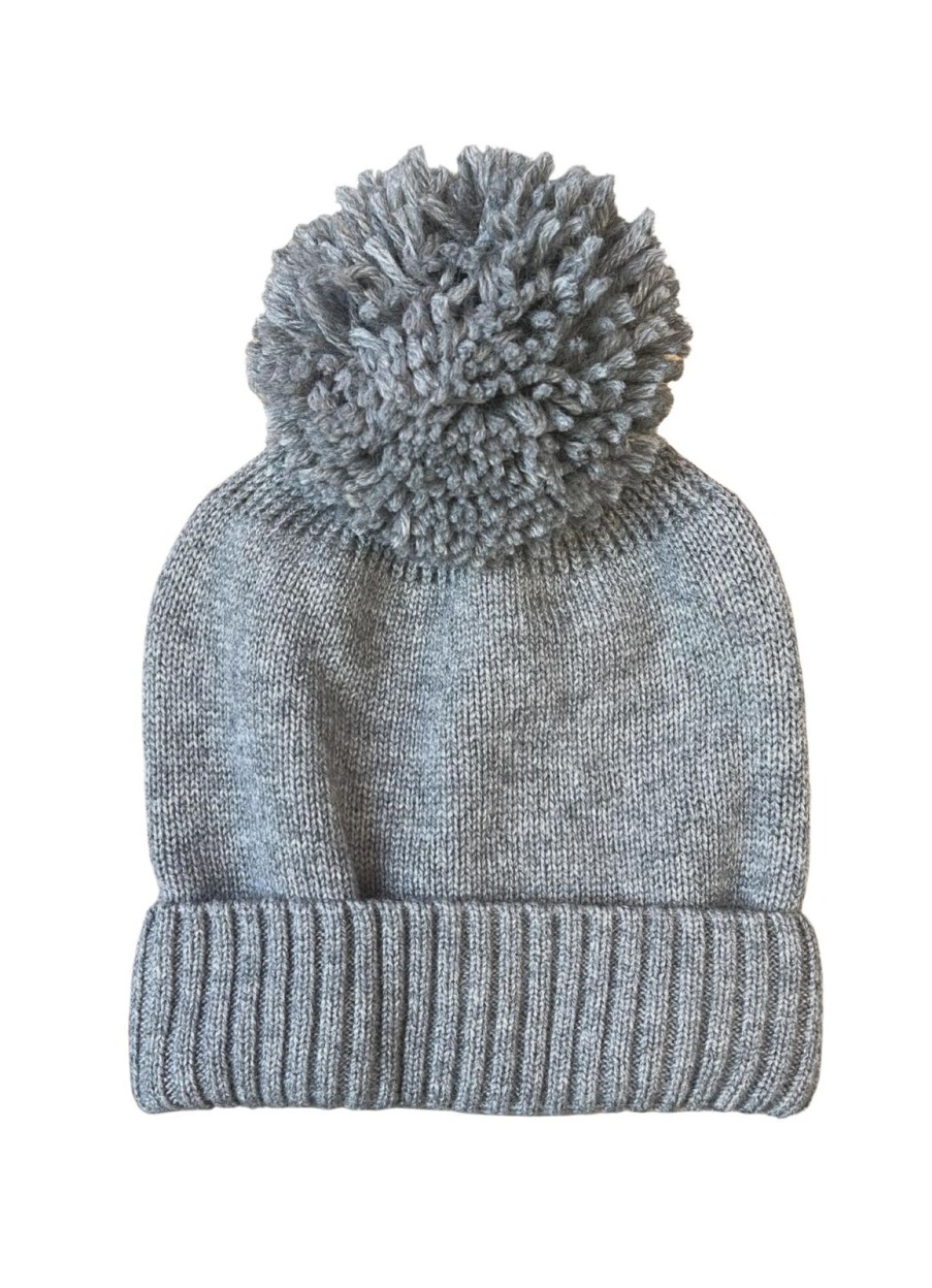 New Somerville Scarves Bobble Cashmere Hat Grey