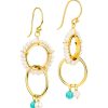 Online Claudia Bradby Turquoise Boho Pearl Double Hoops Gold