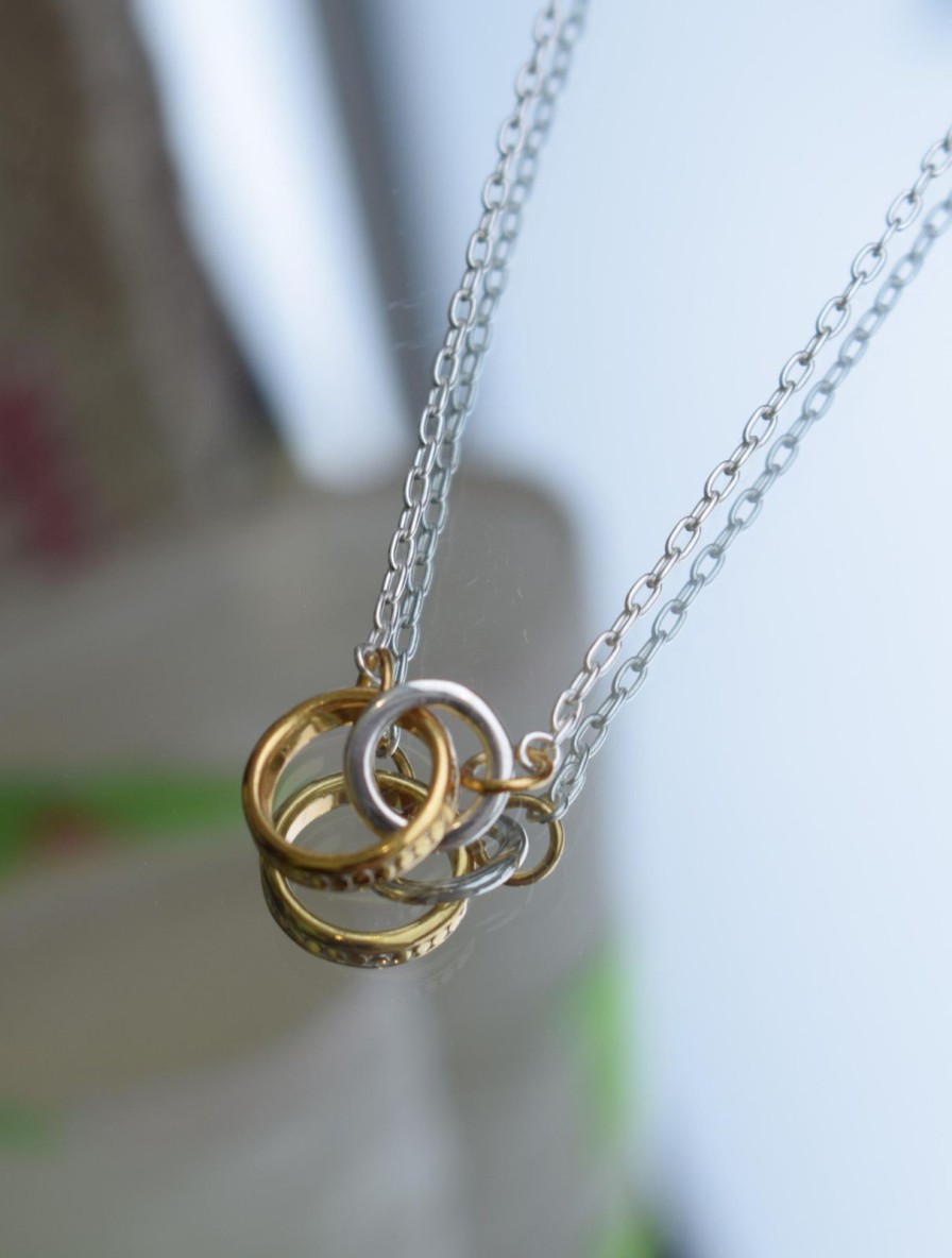 New Anna Beck Intertwined Circles Charity Necklace Silver/Gold