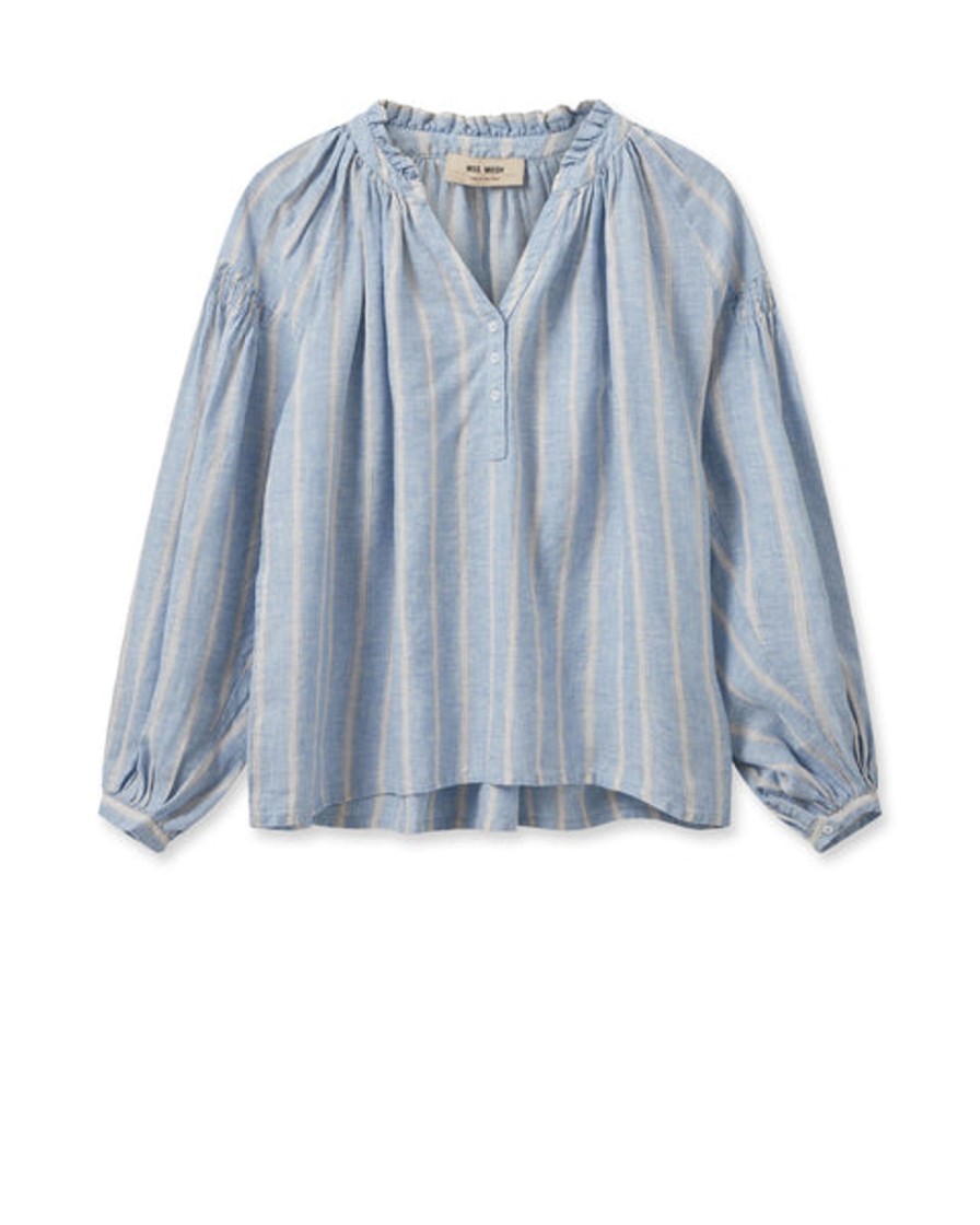 Best Mos Mosh Mmsafi Striped Shirt Cashmere Blue