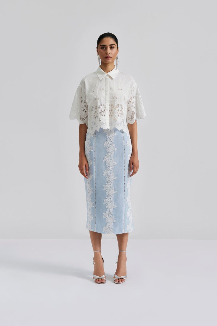 Online BY MALINA Bibi Ss Embroidered Blouse