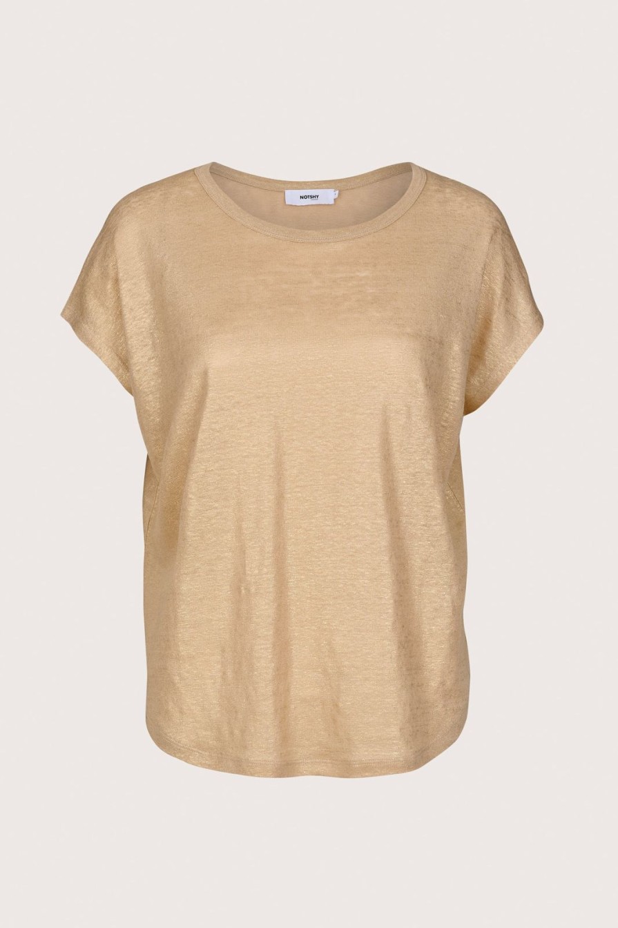 Online Not Shy Tess Linen T-Shirt Beige/Gold