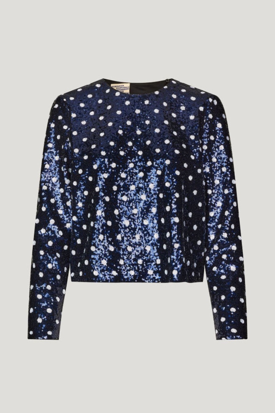 Best Baum und Pferdgarten Jiza Top Blue Dotted Sequins