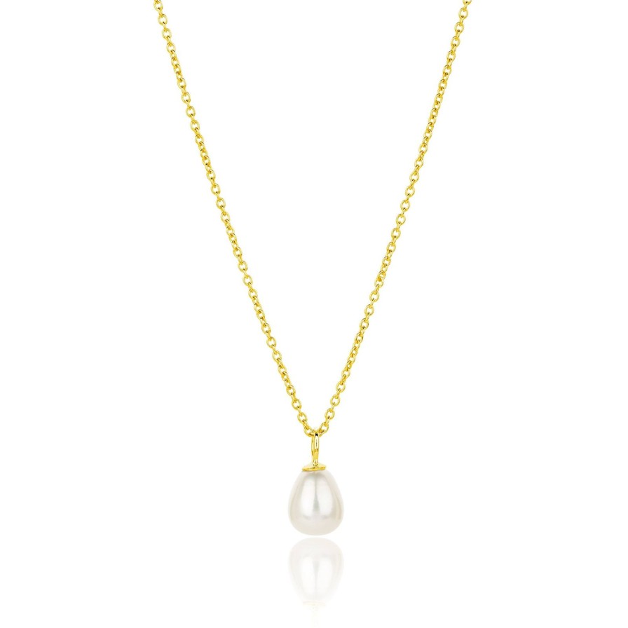 New Claudia Bradby Favourite Pearl Drop Necklace Gold