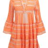 Hot Devotion Twins Ella Midi Dress Neon Orange/Off-White