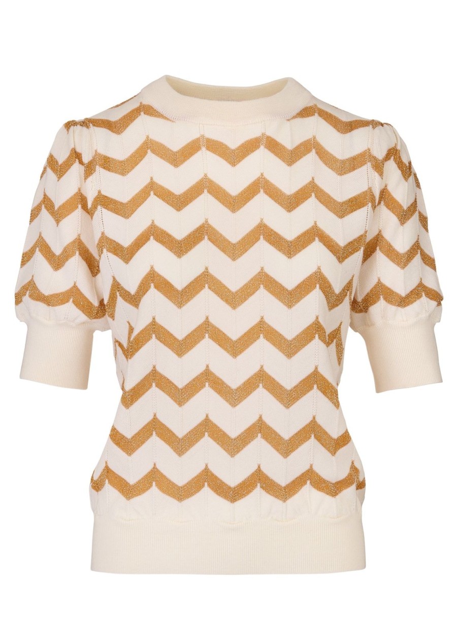 Clearance Tabitha Webb Short Sleeved Chevron White/Gold