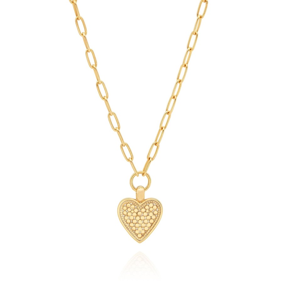 Best Anna Beck Medium Heart Personalised Necklace - Gold