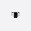 New Anna Beck Large Rectangular Ring Silver Onyx