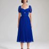 Hot self-portrait Cobalt Chiffon Midi Dress