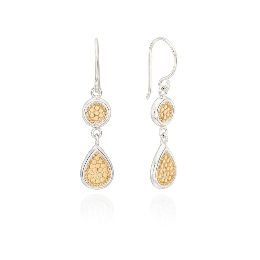 Online Anna Beck Classic Double Drop Earrings Gold & Silver