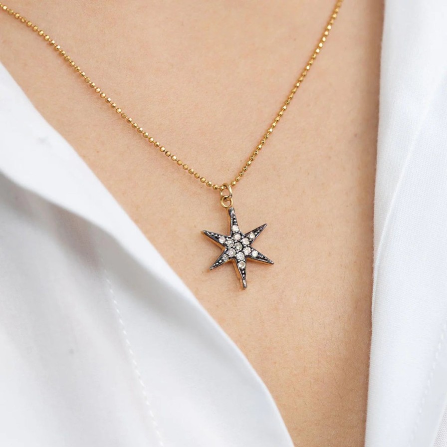 Hot Kirstie Le Marque Diamond Cosmic Star Necklace Gold