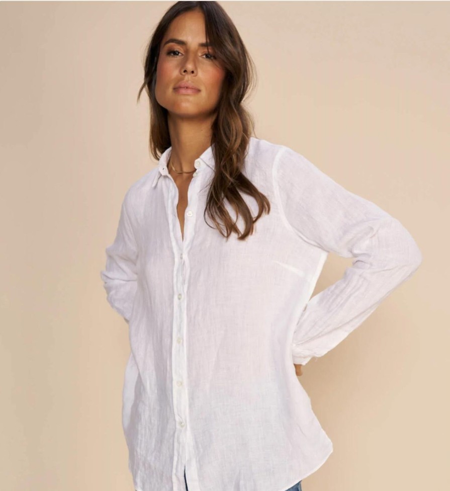 New Mos Mosh Mmkarli Linen Shirt White