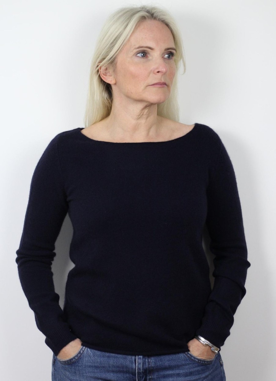 Wholesale Sass & Edge Renfrew Cashmere Boat Neck Navy