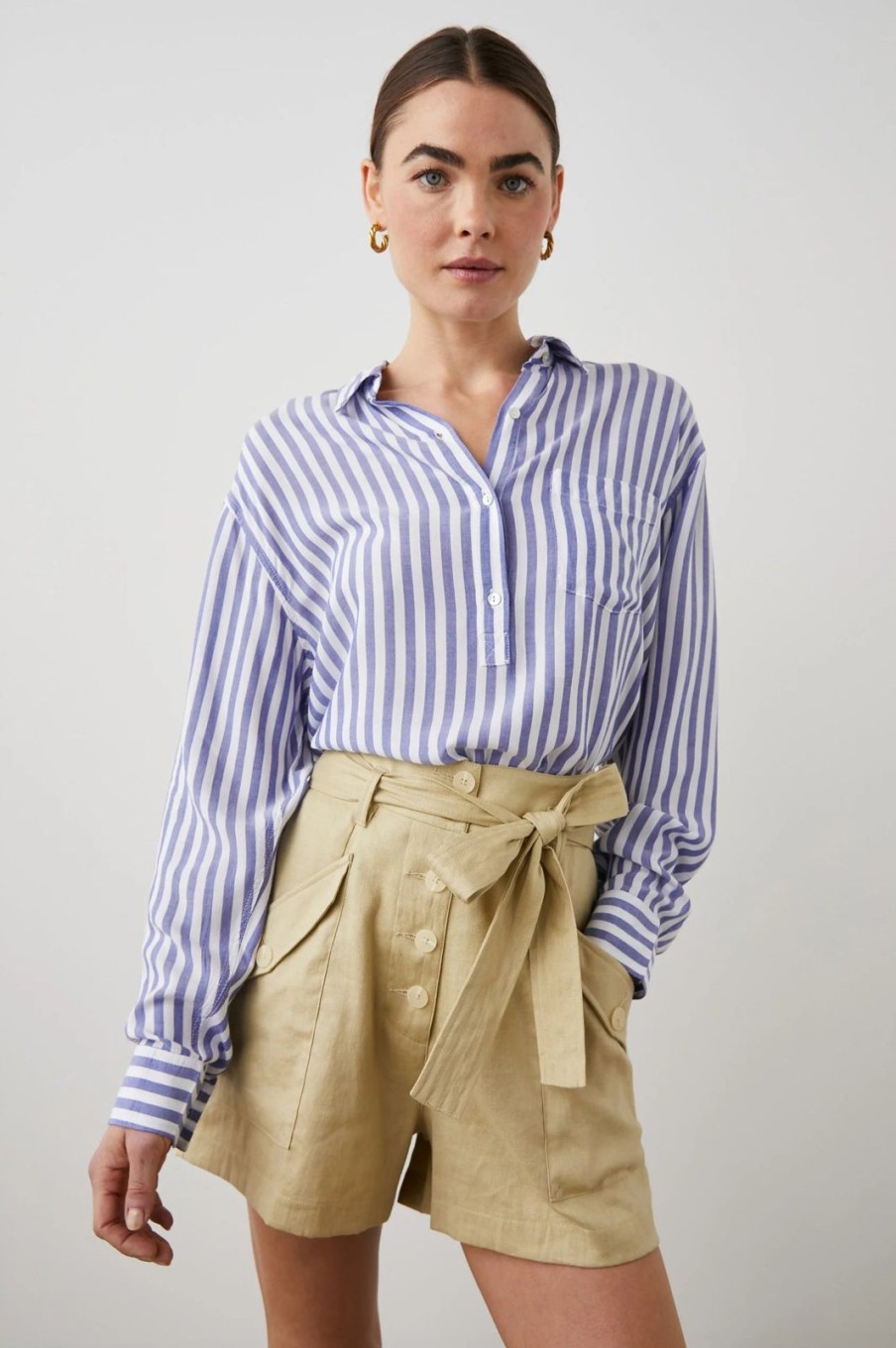 Hot Rails Elle Shirt Blue White Stripe