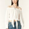 Online ba&sh Talena Off-The-Shoulder Shirt White