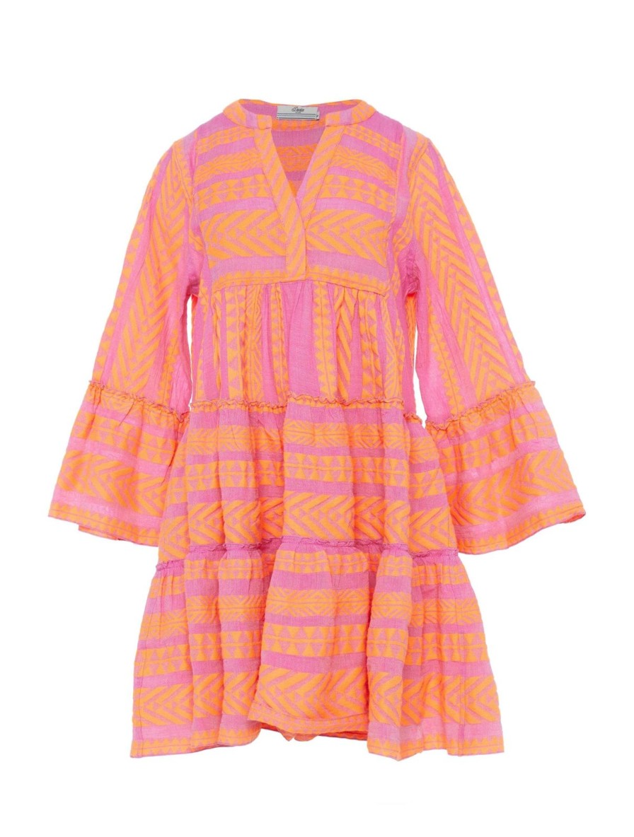 New Devotion Twins Ella Short Dress Neon Orange/Fuscia