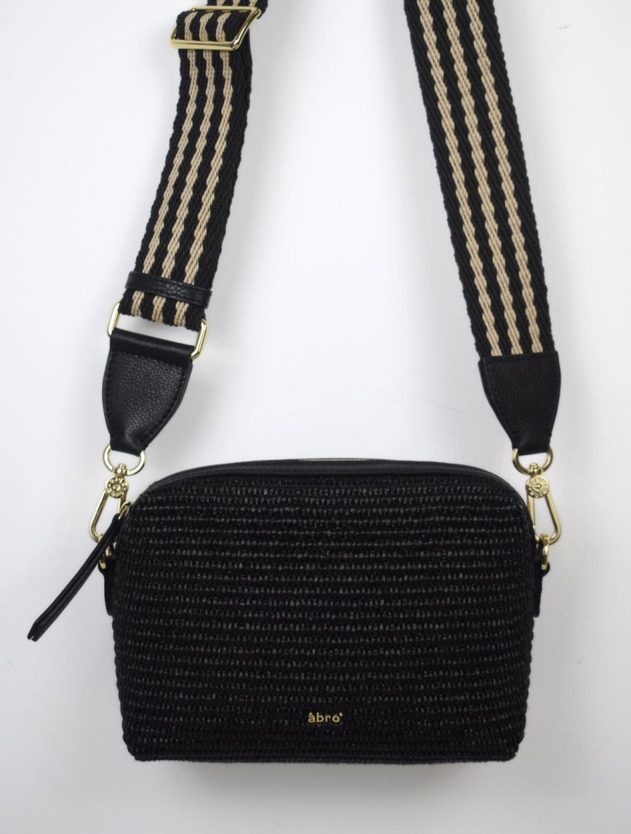 Best Abro Kaia Shoulder Bag Raffia Black