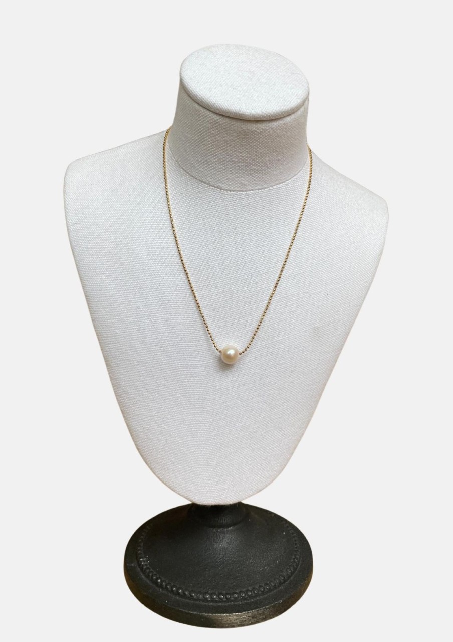 Hot Claudia Bradby Essential White Pearl Necklace Gold