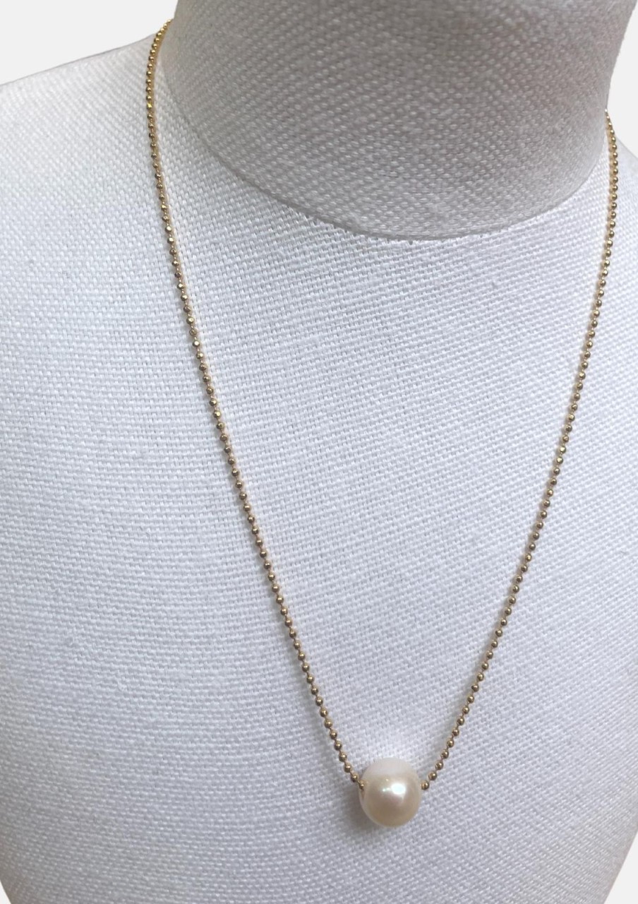 Hot Claudia Bradby Essential White Pearl Necklace Gold