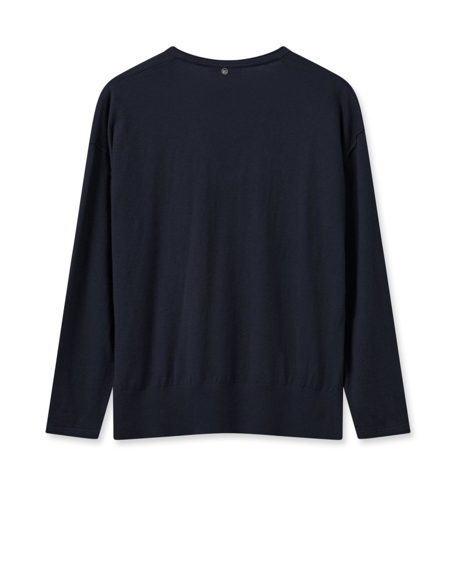 Best Mos Mosh Mmtani V-Neck Knit Salute Navy