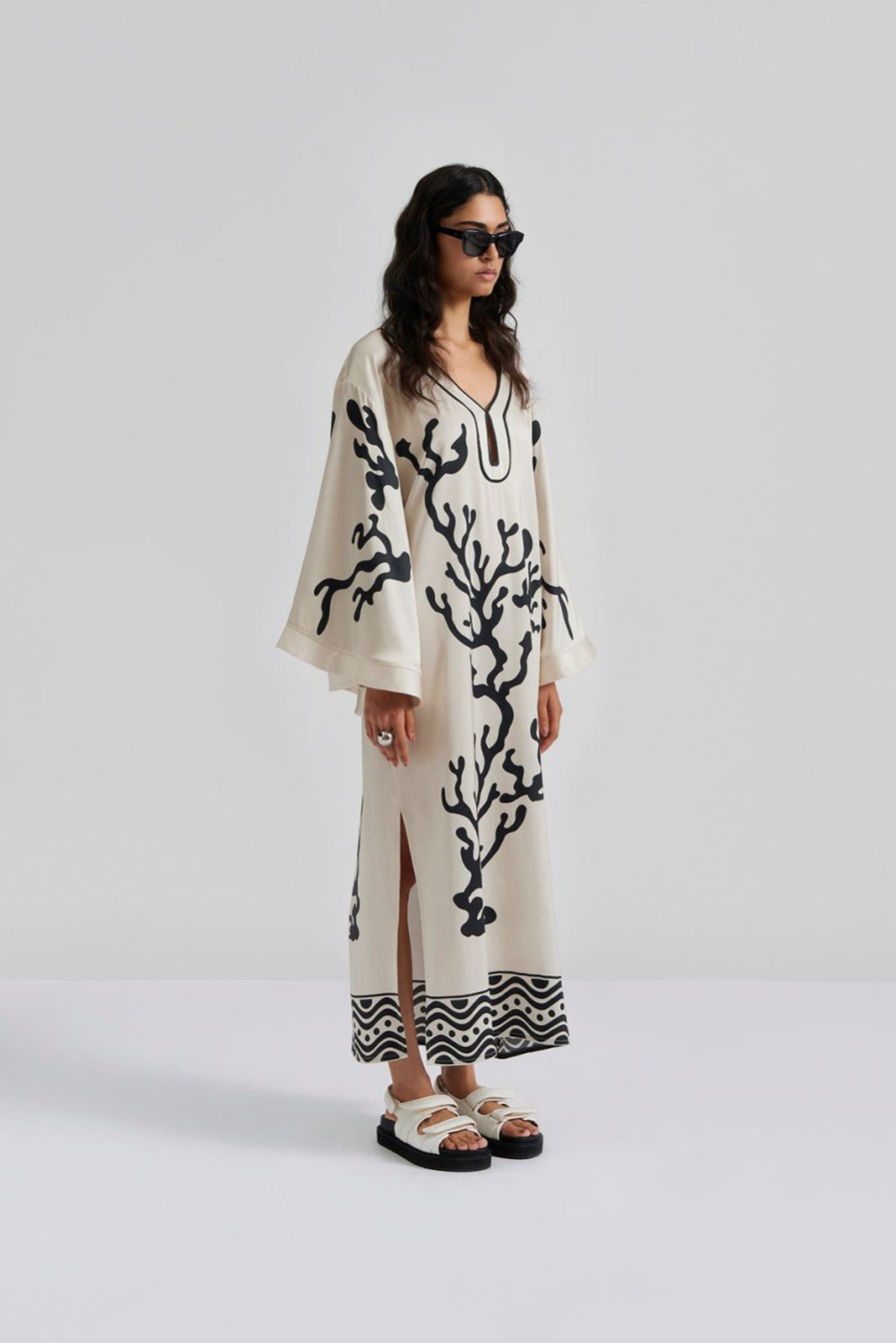 Clearance BY MALINA Manon Printed Satin Kaftan Dress