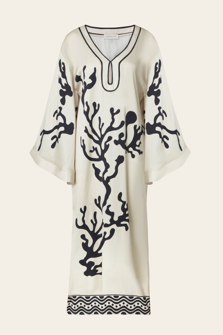 Clearance BY MALINA Manon Printed Satin Kaftan Dress