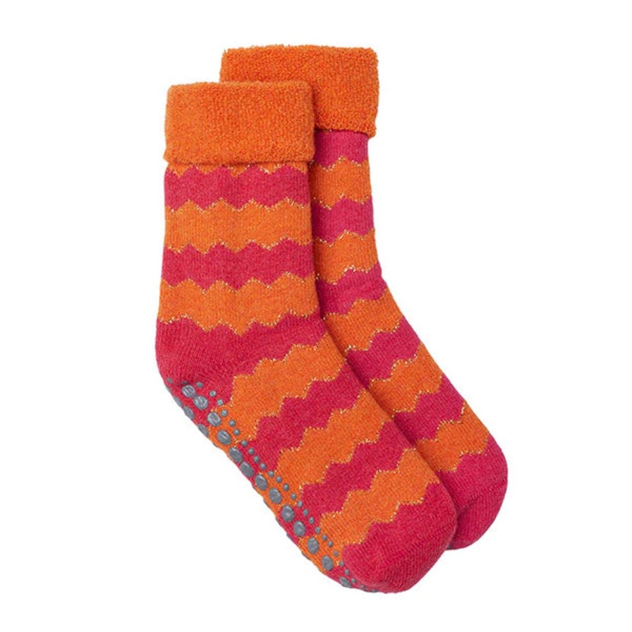 Online Somerville Scarves Slipper Socks Zigzag Orange/Pink