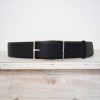 Clearance Abro Wide Belt Leather Navy