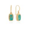 New Anna Beck Turquoise Cushion Drop Earrings Gold