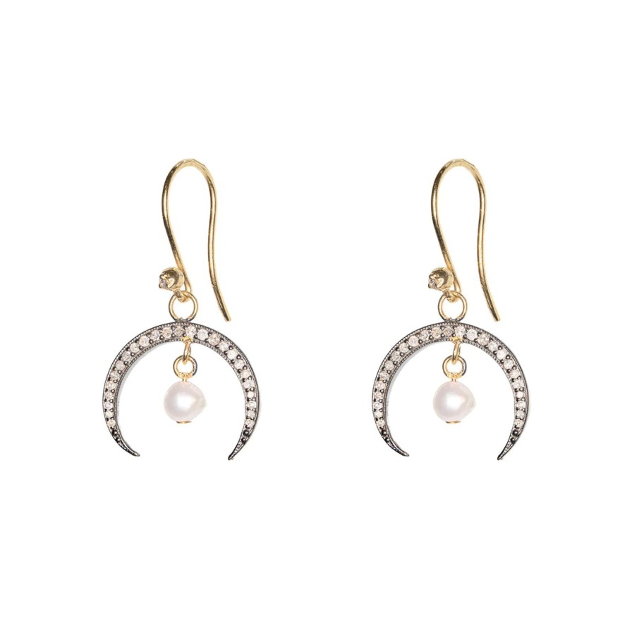 Clearance Kirstie Le Marque Diamond Horn & Pearl Drop Earrings