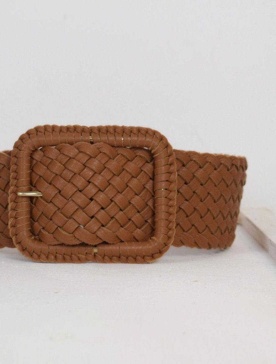 Clearance Abro Luna Wide Plaited Belt Cinnamon