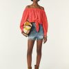 Online ba&sh Talena Off-The-Shoulder Shirt Coral