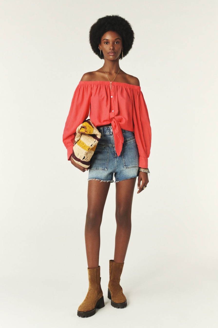 Online ba&sh Talena Off-The-Shoulder Shirt Coral