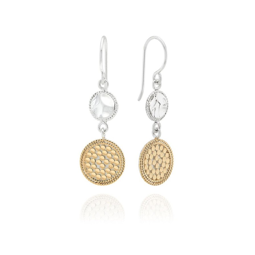 Clearance Anna Beck Signature Hammered And Dotted Double Drop Earrings Gold And Silver