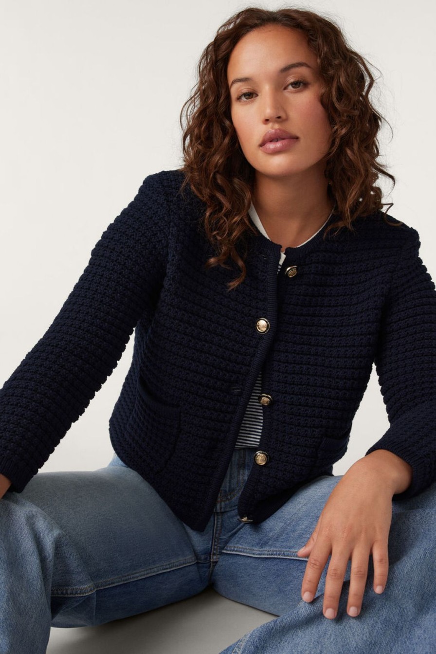 Wholesale ba&sh Gaspard Knitted Cardigan Marine