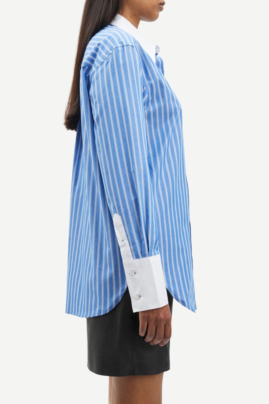 Clearance Samsoe Samsoe Salovas Shirt Blue Stripe