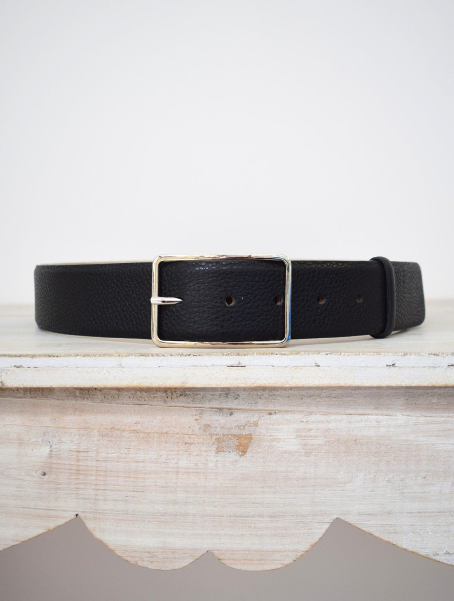 Hot Abro Wide Belt Leather Black/Nickel