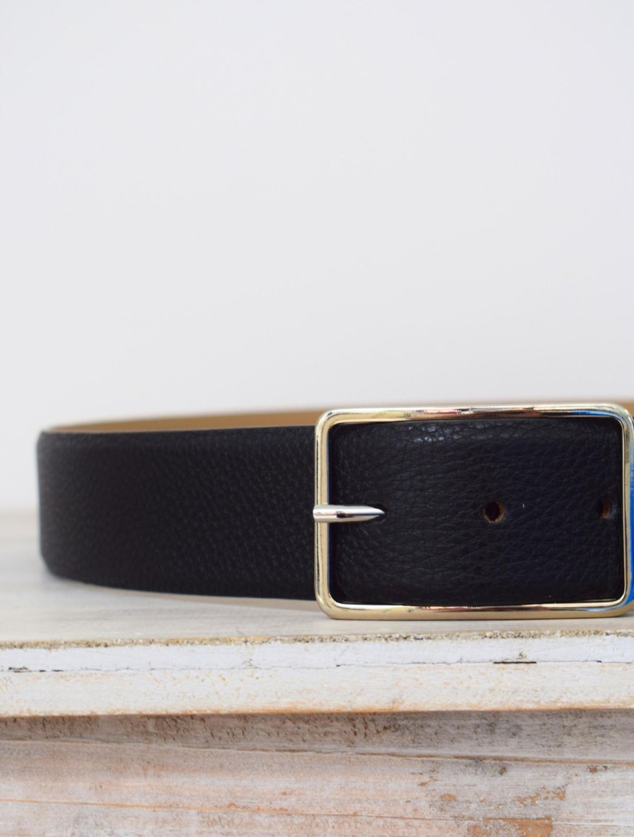 Hot Abro Wide Belt Leather Black/Nickel