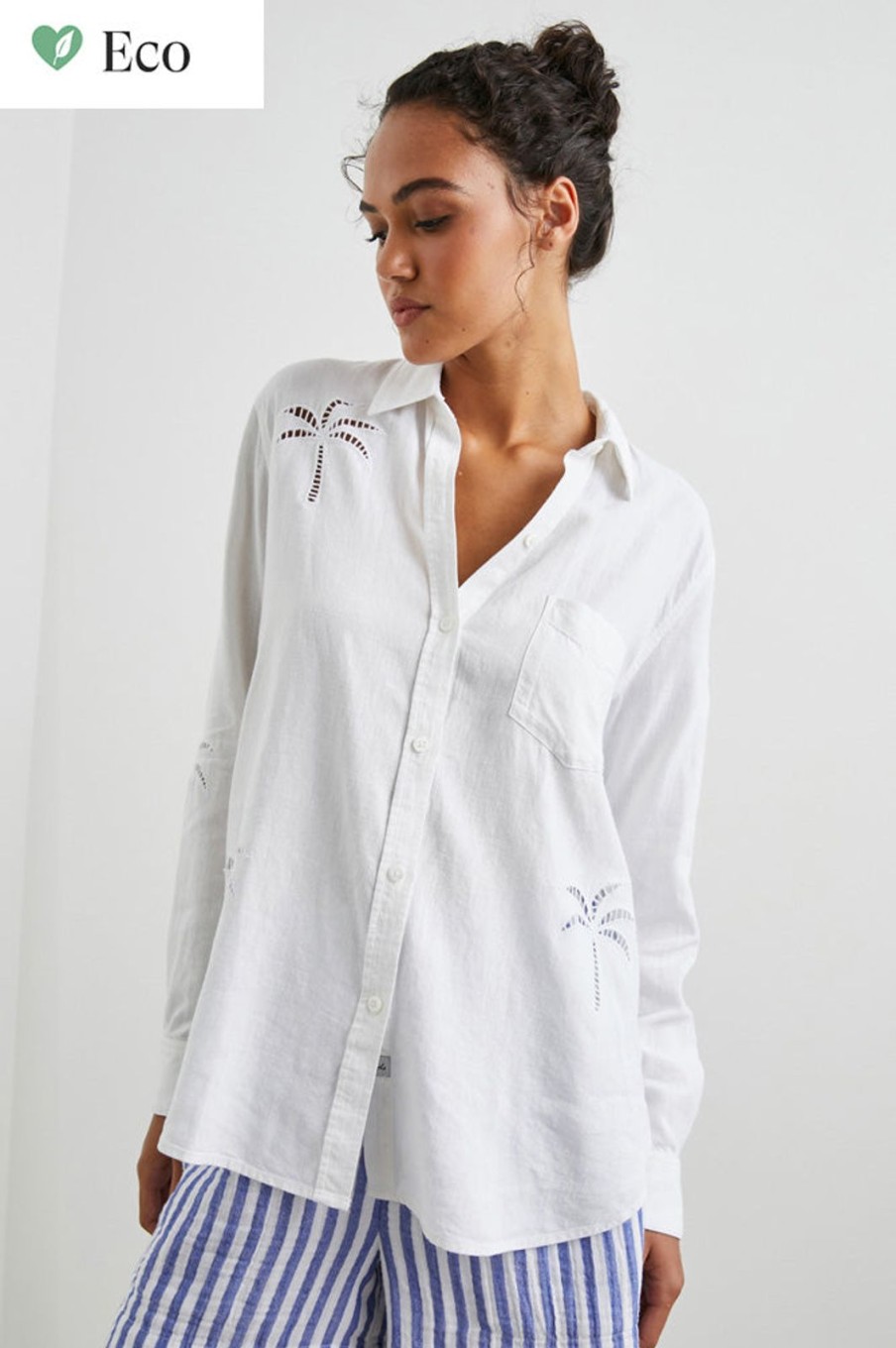 Hot Rails Charli Shirt White Palm Tree