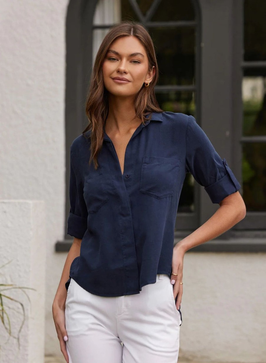 Clearance bella dahl Split Back Shirt Endless Sea